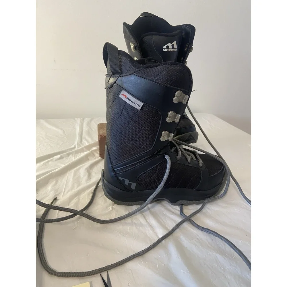 Kids Morrow Black Slick Lace Up Snowboard Boots-New‎ Without Box-Size 4